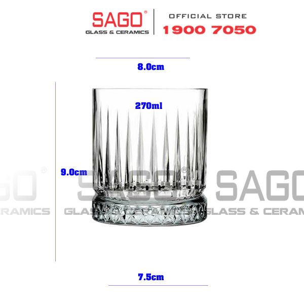  INS DM327.2 - Ly Thủy Tinh INS Diamonds Elisa Rock Glass 270ml | Thủy Tinh Cao Cấp 