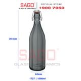  Chai Thủy Tinh Bormioli Rocco Oxford 1000ml  | Nhập Khẩu Italia ; Tùy Chọn Màu 