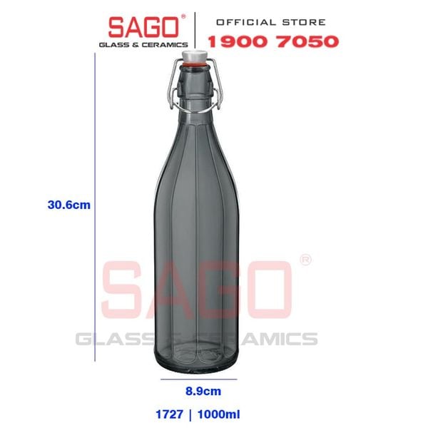  Chai Thủy Tinh Bormioli Rocco Oxford 1000ml  | Nhập Khẩu Italia ; Tùy Chọn Màu 