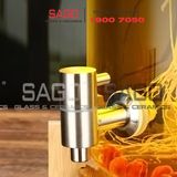  Bình Sâm Trụ Ngâm Rượu Thủy Tinh Có Chân Đế Gỗ 6.0 Lít | Nắp Thủy Tinh , Có Vòi Inox 