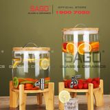  Bình Sâm Trụ Ngâm Rượu Thủy Tinh Có Chân Đế Gỗ 6.0 Lít | Nắp Thủy Tinh , Có Vòi Inox 