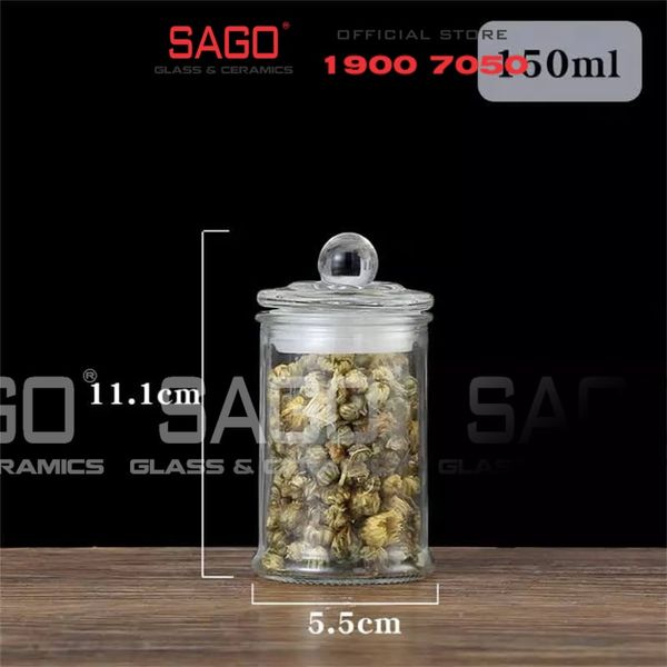  Hũ Thủy Tinh Tròn Trụ 160ml Nắp Thủy Tinh | Thủy Tinh Cao cấp 