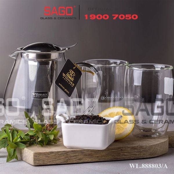  Wilmax England 888803/A - Bình Trà Thủy Tinh Wilmax Thermo Tea Pot 1300ml | Thủy Tinh Cao Cấp Chịu Nhiệt 