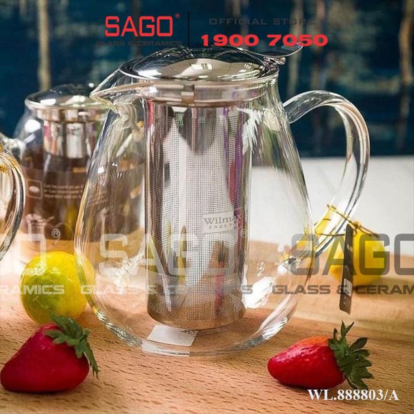  Wilmax England 888803/A - Bình Trà Thủy Tinh Wilmax Thermo Tea Pot 1300ml | Thủy Tinh Cao Cấp Chịu Nhiệt 
