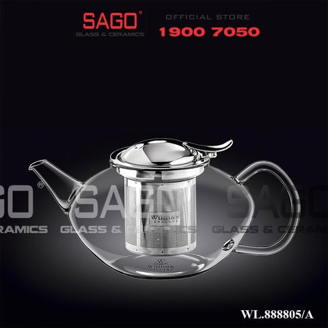  Wilmax England 888805/A - Bình Trà Thủy Tinh Wilmax Thermo Tea Pot 1050ml | Thủy Tinh Cao Cấp Chịu Nhiệt 