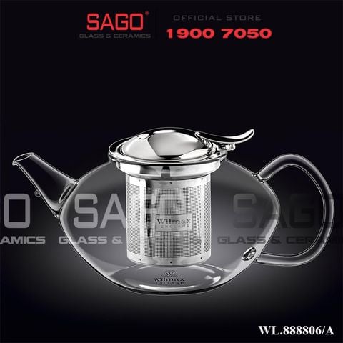  Wilmax England 888806/A - Bình Trà Thủy Tinh Wilmax Thermo Tea Pot 1550ml | Thủy Tinh Cao Cấp Chịu Nhiệt 