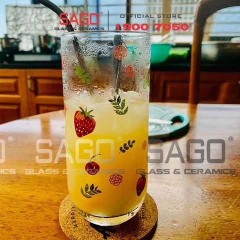  Ocean B00322X0229 - Ly Thủy Tinh Ocean Chia Vạch  trái cây (Dâu)  625 ml | Nhập Khẩu Thái Lan 