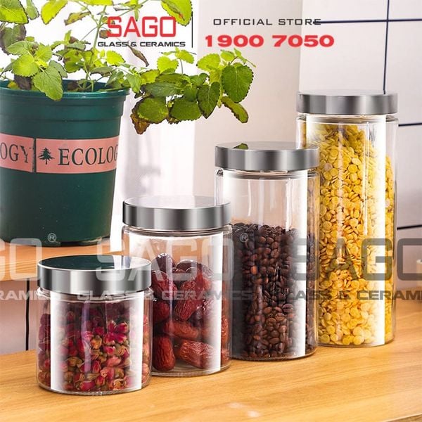  DELI HMFG60-1250 - Hũ Thủy Tinh Delisoga Glass Sealed Jar 1250ml , Nắp Inox 304 | Thủy Tinh Cao Cấp 