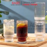  INS 211T - Ly Thủy Tinh Sọc 02 Tầng INS Stripes Tumber Glass 300ml | Thủy Tinh Cao Cấp 