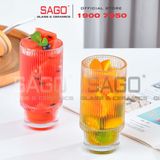  INS 211T - Ly Thủy Tinh Sọc 02 Tầng INS Stripes Tumber Glass 300ml | Thủy Tinh Cao Cấp 