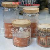  DELI HMF-G26 - Hũ Thủy Tinh Delisoga Vintage Wooden Lid Jar Glass Nắp Gỗ | Tùy Chọn Dung Tích Và Họa Tiết 