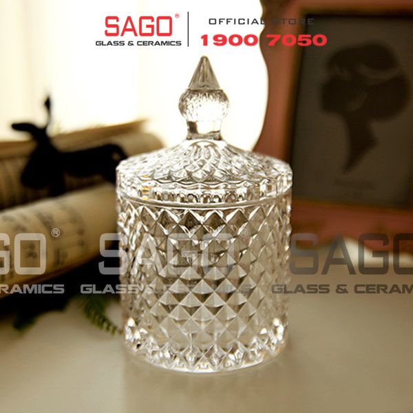  Deli DSTG1030-3.5 - Hũ Mứt Thủy Tinh Deli Kim Cương | Thủy Tinh Cao Cấp 