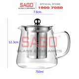  Deli GPH74-2 - Bình Thủy Tinh Chịu Nhiệt Delisoga Borosilicate Glass Pitcher 750ml Nắp Inox 304 | Thủy Tinh Cao Cấp 