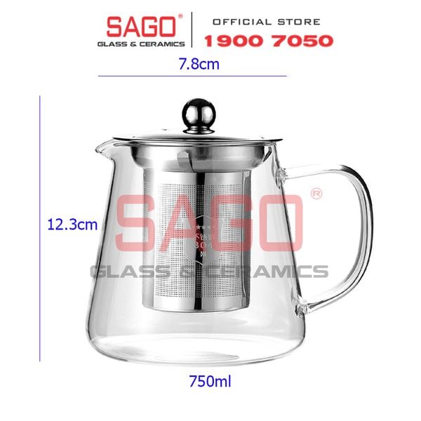  Deli GPH74-2 - Bình Thủy Tinh Chịu Nhiệt Delisoga Borosilicate Glass Pitcher 750ml Nắp Inox 304 | Thủy Tinh Cao Cấp 