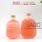  Bình Rượu Thủy Tinh Bầu Sọc 500ml Nút Nhấn | Bình Chiết Rượu Cao Cấp 