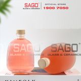  Bình Rượu Thủy Tinh Bầu Sọc 500ml Nút Nhấn | Bình Chiết Rượu Cao Cấp 