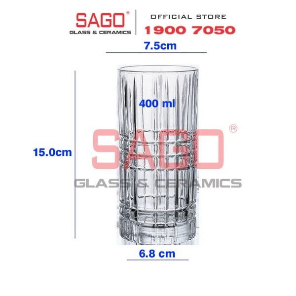  HONGLI 814D - Ly Thủy Tinh Hongli Traze Beverage Glass 400ml | Thủy Tinh Cao Cấp 