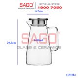  Deli GPH24 - Bình Thủy Tinh Chịu Nhiệt Delisoga Borosilicate Glass Pitcher 1400ml Nắp Inox | Thủy Tinh Cao Cấp 