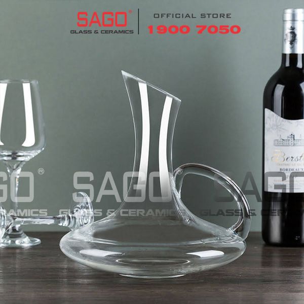  King Dealay JX9002.Q - Bình Rót Rượu Có Quai Thủy Tinh King Dealay Decanter 1700ml | Thủy tinh Cao Cấp 