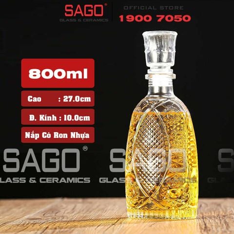  Bình Chiết Rượu , Bình Ngâm Rượu Vảy Cá 800ml | Nắp Thủy Tinh Ron Nhựa 