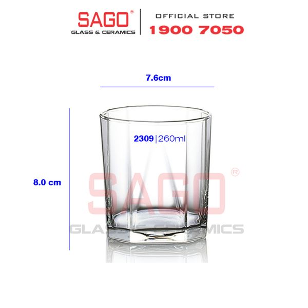  Ocean B02309 - Ly Thủy Tinh Ocean Pyramid Rock 260ml | Nhập Khẩu Thái Lan 