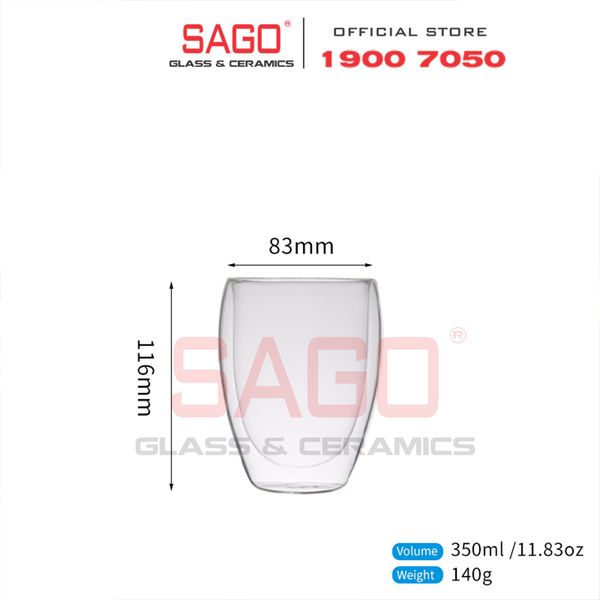  DELI GPB210 - Ly Thủy Tinh 02 Lớp Delisoga Borosilicate Hight Ball Double Wall Glass 350ml | Thủy Tinh Cao Cấp 