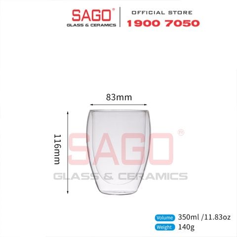  DELI GPB210 - Ly Thủy Tinh 02 Lớp Delisoga Borosilicate Hight Ball Double Wall Glass 350ml | Thủy Tinh Cao Cấp 