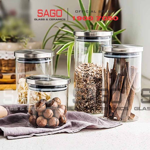  Hũ Thủy Tinh Cao Cấp Dlicsy Nắp Nhấn Inox Có Ron Kín Hơi | Tùy Chọn Dung Tích , Thủy Tinh Chịu Nhiệt 