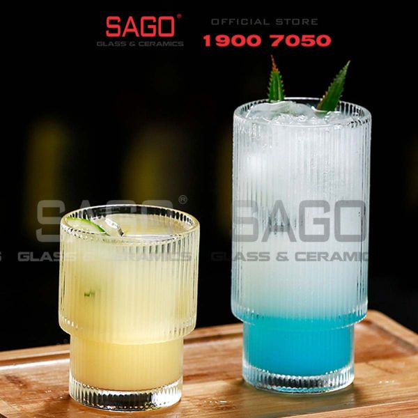  INS 214T - Ly Thủy Tinh Sọc 02 Tầng INS Stripes Empilable Tumber Glass 430ml | Thủy Tinh Cao Cấp 