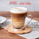  Bormioli Rocco 442100B - Ly Thủy Tinh Có Quai Inox Rocco Oslo Cappuccino 220ml | Nhập Khẩu Italia 