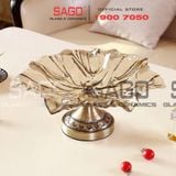  ELEGANT NC-308-1 - Dĩa Thủy Tinh Hoa Tulip Chân Đồng Elegant Đường Kính 38.0cm | Thủy Tinh Màu Cao Cấp 