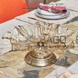  ELEGANT NC-308-1 - Dĩa Thủy Tinh Hoa Tulip Chân Đồng Elegant Đường Kính 38.0cm | Thủy Tinh Màu Cao Cấp 
