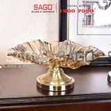  ELEGANT NC-308-1 - Dĩa Thủy Tinh Hoa Tulip Chân Đồng Elegant Đường Kính 38.0cm | Thủy Tinh Màu Cao Cấp 