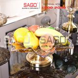  ELEGANT NC-308-1 - Dĩa Thủy Tinh Hoa Tulip Chân Đồng Elegant Đường Kính 38.0cm | Thủy Tinh Màu Cao Cấp 