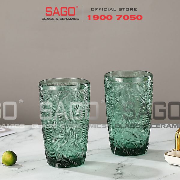  DELI DSKB164-2G - Ly Thủy Tinh Deli Summer Forest Green Hight Ball Glass 380ml | Thủy Tinh Cao Cấp 