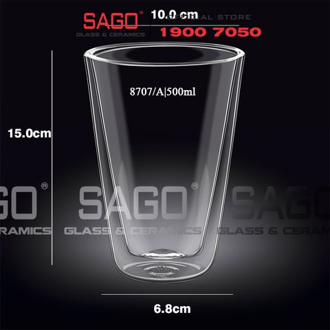  Wilmax England 888707/A - Ly Thủy Tinh 2 lớp Wilmax England Thermo 500ml | Thủy Tinh Cao Cấp Chịu Nhiệt 