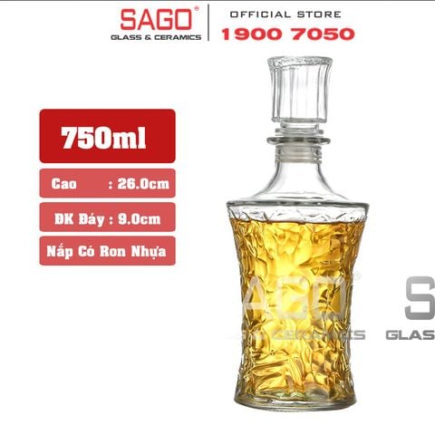  Bình Chiết Rượu , Bình Ngâm Rượu Eo Kim Cương 750ml | Nắp Thủy Tinh Ron Nhựa 