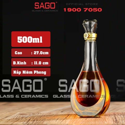  Bình Chiết Rượu , Bình Ngâm Rượu Bụng Bự 500ml | Nắp Niêm Phong 