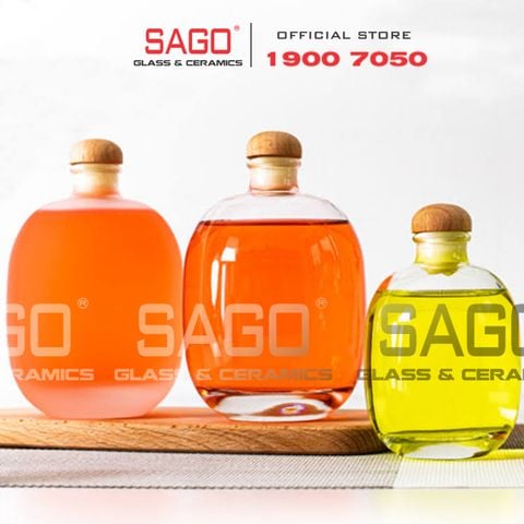  Bình Thủy Tinh Tròn Bầu Nắp Gỗ | Tùy Chọn Dung tích 