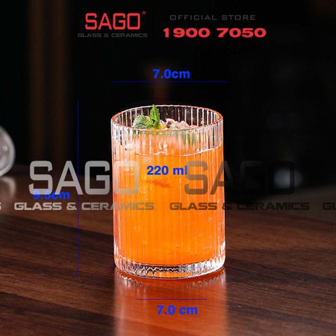  INS 309TH - Ly Thủy Tinh Sọc INS Stripes Islande Rock Glass 220ml | Thủy Tinh Cao Cấp 