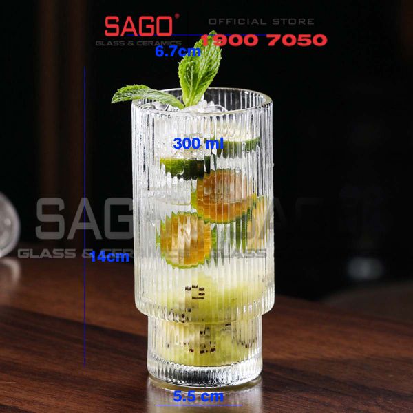  INS 211T - Ly Thủy Tinh Sọc 02 Tầng INS Stripes Tumber Glass 300ml | Thủy Tinh Cao Cấp 