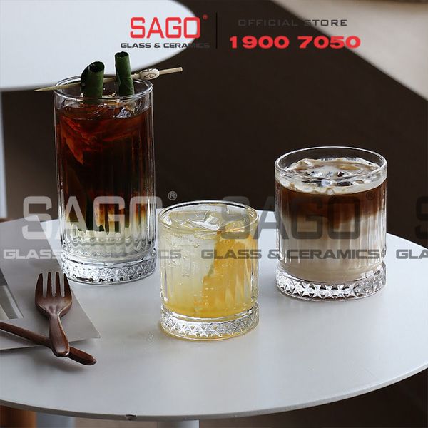  HONGLI 8408J  - Ly Thủy Tinh Hongli Elysia Rock Glass 225ml | Thủy Tinh Cao Cấp 