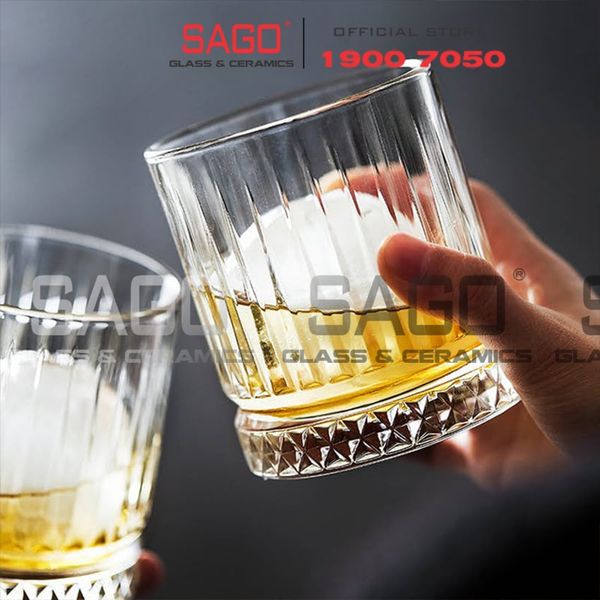  HONGLI 8412J  - Ly Thủy Tinh Hongli Elysia Rock Glass 360ml | Thủy Tinh Cao Cấp 
