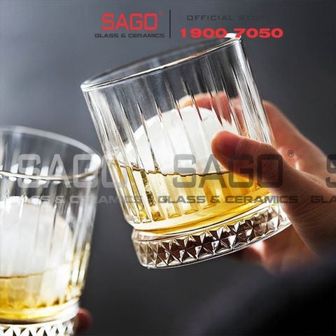  HONGLI 8408J  - Ly Thủy Tinh Hongli Elysia Rock Glass 225ml | Thủy Tinh Cao Cấp 