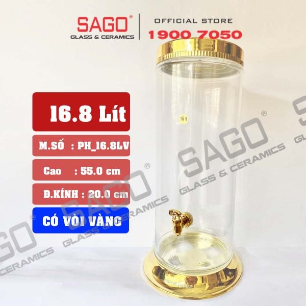  PH 16.8 - Binh Sâm Trụ Phú Hòa 16.8 Lít | Bình Sâm Cao Cấp Việt Nam 