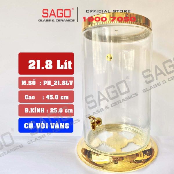  PH 21.8 - Binh Sâm Trụ Phú Hòa 21.8 Lít | Bình Sâm Cao Cấp Việt Nam 