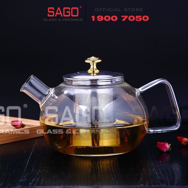  Deli GPH22 - Bình Thủy Tinh Chịu Nhiệt Delisoga Borosilicate Glass Pitcher 1000ml Nắp Inox | Thủy Tinh Cao Cấp 