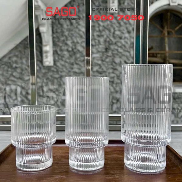  Deli TY7510-1 - Ly Thủy Tinh Deli Stripes Empilable Rock Glass 180ml | Thủy Tinh Cao Cấp 
