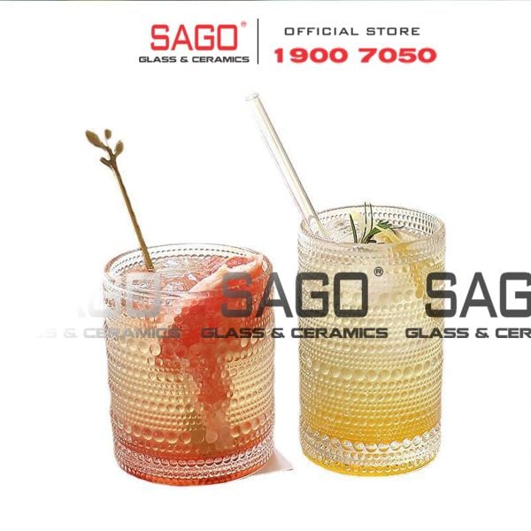  INS 308ZD - Ly Thủy Tinh INS Polka Dots Islande Rock Glass 290ml | Thủy Tinh Cao Cấp 