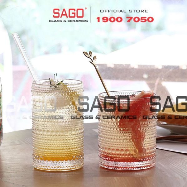  INS 308ZD - Ly Thủy Tinh INS Polka Dots Islande Rock Glass 290ml | Thủy Tinh Cao Cấp 